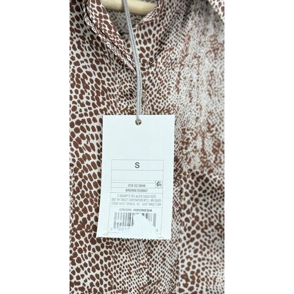 NWT A New Day‎ Button Front Brown Snake Print Satin Shirt Sz Sm, Boho, Office - Picture 8 of 11